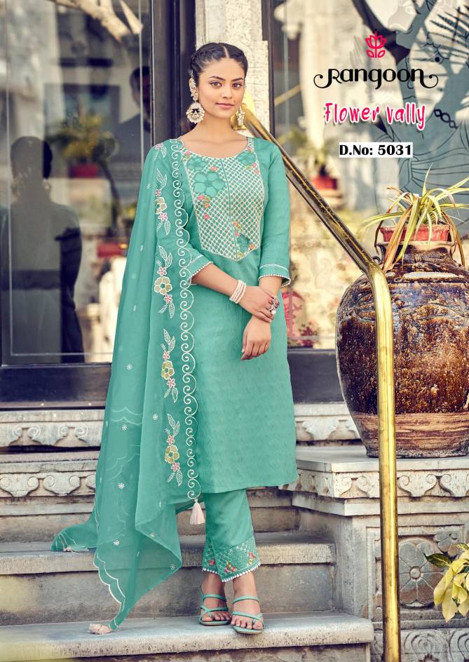 Flower Vally By Rangoon Viscose Embroidery Kurti With Bottom Dupatta Wholesale Shop In Surat